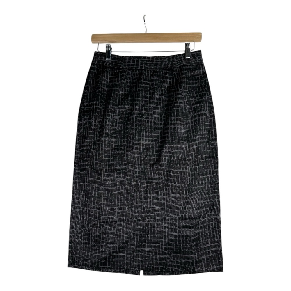 Ann Taylor LOFT Black Gray Crosshatch Pattern Pencil Straight Skirt Women Size 4